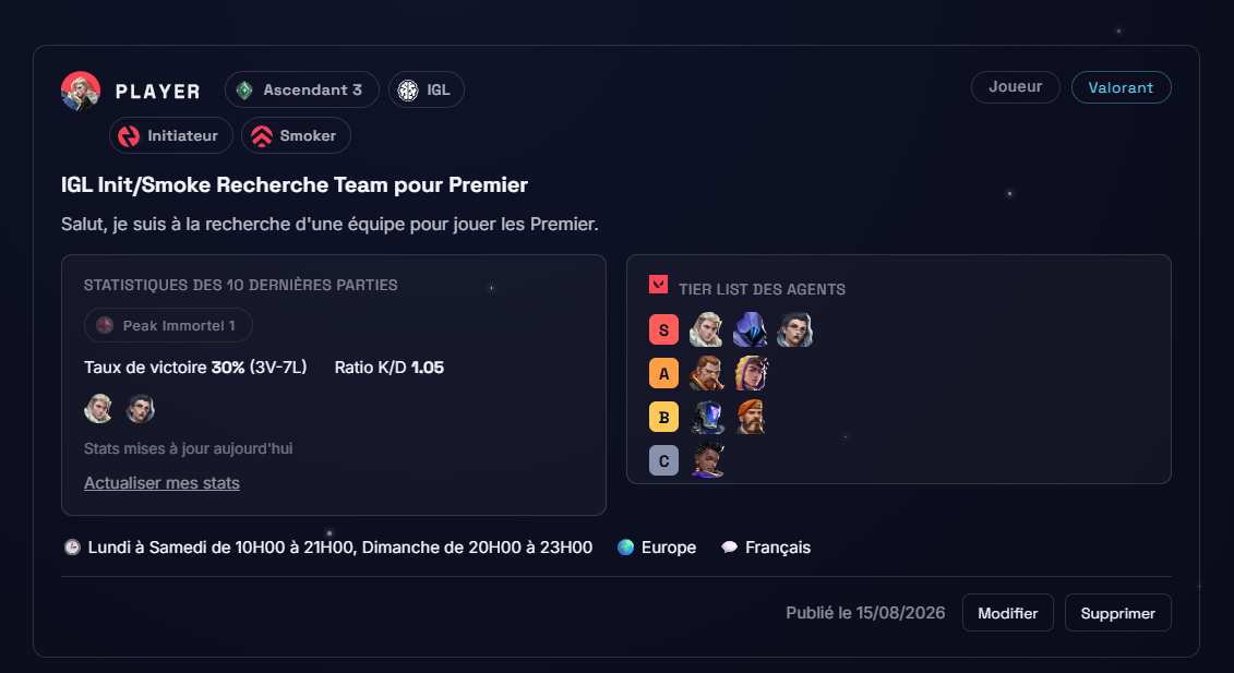 Trouve ton équipe. Ou complète la tienne.